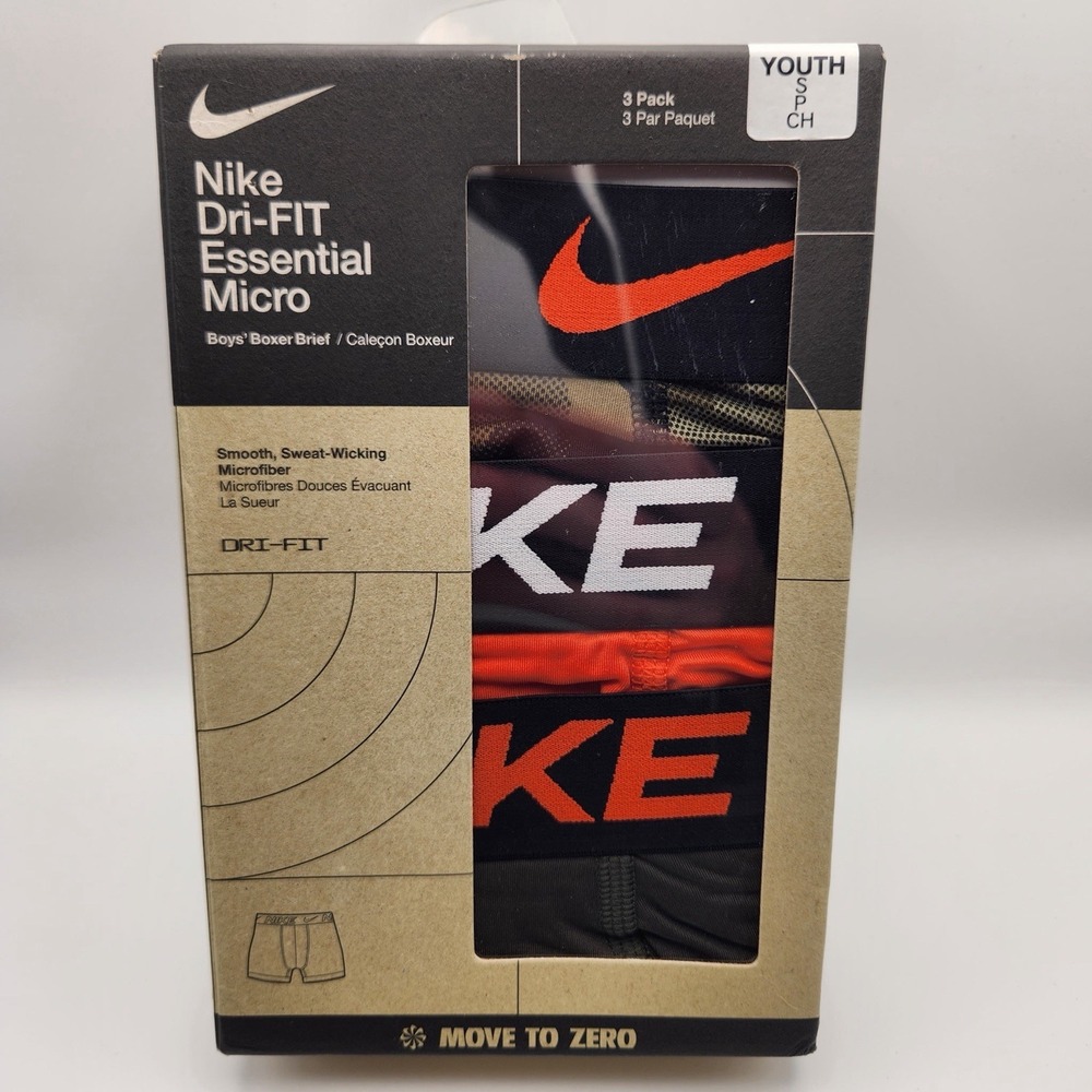 Nike Boys' Dri-FIT Essentials Micro Multi-Pack Boxer Briefs Youth Small 3 Pack